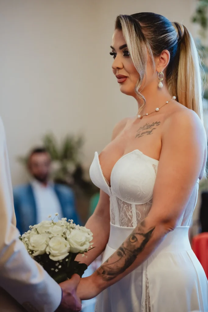 Intimate wedding ceremony at Guildford Registry Office, natural light, documentary wedding photography Surrey