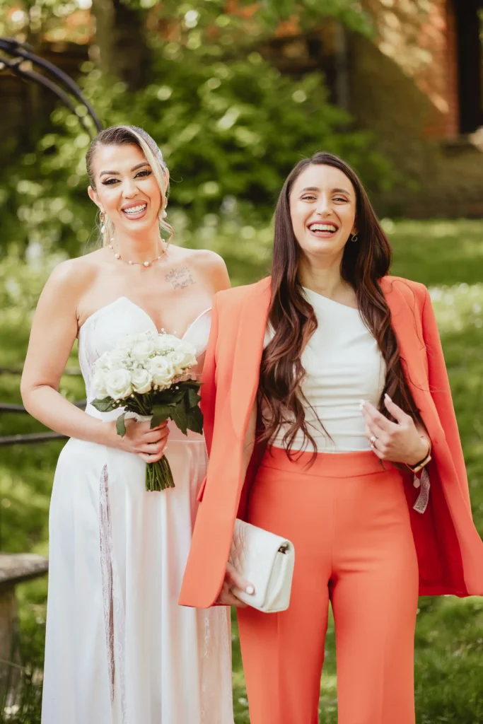 Candid wedding photography outside Guildford Registry Office, elegant intimate wedding Surrey
