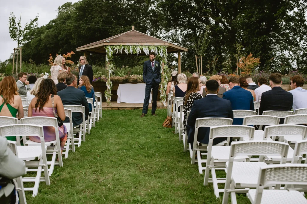 outdoor ceremony setup at The Angel Hotel, Alton, Hampshire — candid wedding photography by VasPhotography