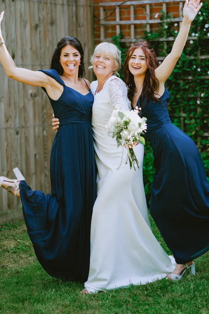 bridal girls in the gardens at The Angel Hotel, Alton, Hampshire